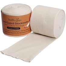 LayerGuard Cotton Stockinette Sleeve Roll, Stretchable Raw Cotton Comfort wear, Sweat Absorbent Tubular Bandage Prevents Residue Build up - Under-Over Cast Sleeve Bandage Wear Off-White, 4 Inch