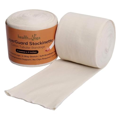 LayerGuard Cotton Stockinette Sleeve Roll, Naturally Stretchable Raw Cotton - Comfort wear, Sweat Absorbent - Reduces Itch, Odor - Suitable for Under and Over Cast Bandage Wear (Off-White - 4 Inch)