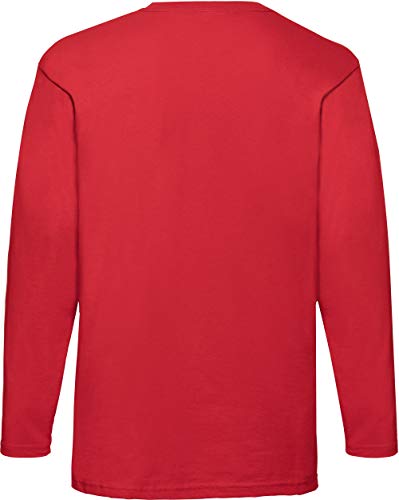 Camiseta de manga larga y cuello redondo para hombre de Fruit of the Loom Rojo Red - Rot - Rot X-Large