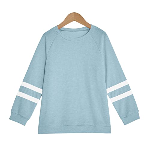 Image of Apbondy Girls Shirts Casual Long Sleeve Crewneck Loose Striped Sweatshirts Pullover Tops