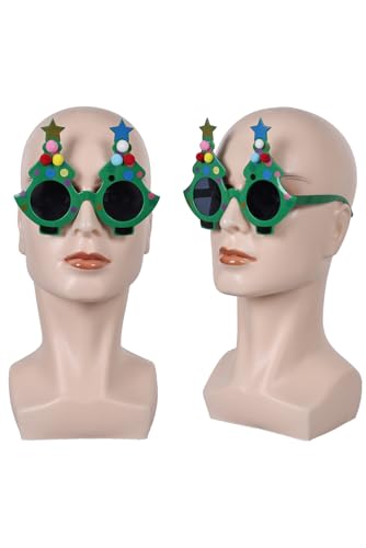 JRCRIN Halloween Christmas Tree Clown Glasses Costume - Cosplay Green Killer Clown Funny Accessories Prank Props (One Size)