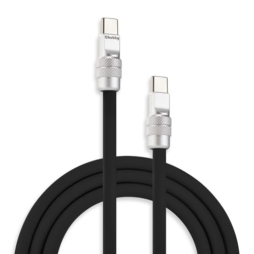 Image of chubbycable Chubby 2.0 Fast Charging Cable Durable Soft Silicone USB C Cable 240W Extra Thick Charger Cord Compatible with iPhone 17-15 Series iPad, Black, Type-C to Type-C, 8.2FT