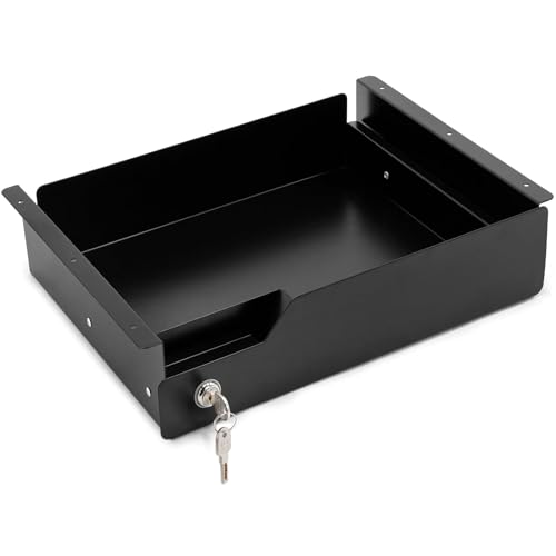 EasyVibe Mueble bajo cajón debajo del escritorio Escritorios con cerradura 42 cm (largo) x 30 cm (ancho) x 9 cm (alto), color negro