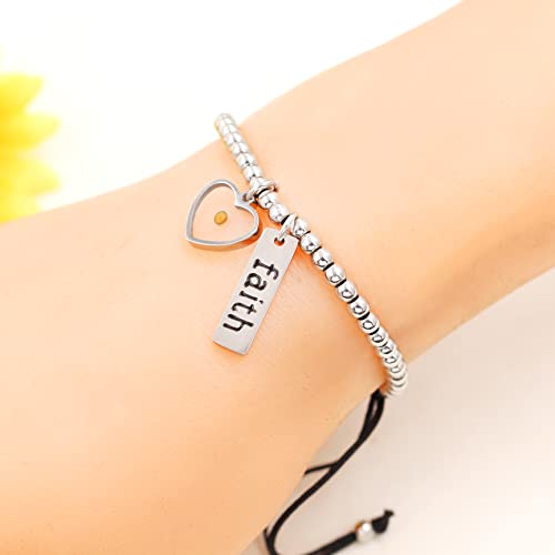 Image of Uloveido Copper Brass Beads Ball Bracelet Adjustable Braided Rope Bracelet with Mustard Seed Charm
