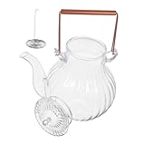 VICASKY Hitzebeständiger Glas Teekessel mit Kupfergriff Tragbarer Herdkessel für Losen Tee Großer Ausguss für Gasherd und Induktionskochfeld Stilvoller Teezubereiter für Zuhause