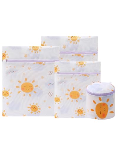 Tibemi洗濯ネット 大 中 小 洗濯袋 洗濯バッグ 洗濯ネット 収納 4点セット可愛いキャラクターブラ 洗濯ネット ブラジャー ファスナー 細かい網目メッシュ生地 ランドリーネット 洗濯ネット 旅行収納 家庭用 耐久性 毛布/コート/セーター/T-シャ