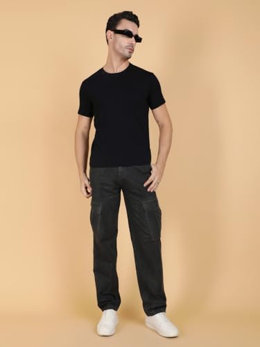 Image of KOTTY Men's Streetwear Style Utility Cargo Pants with Drawstring Waist and Flap Pockets