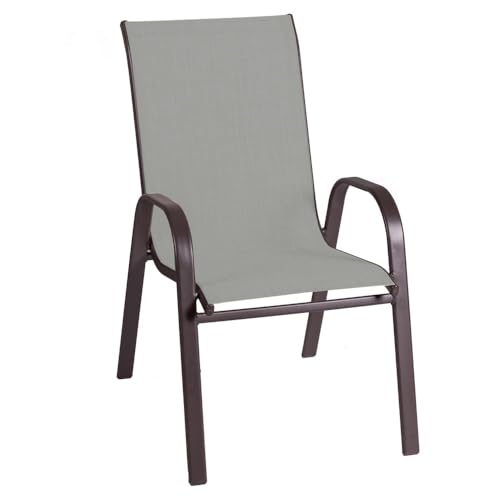LOLAhome Silla de jardín Nerea de Acero y Textileno Gris | De 55x70x90 cm | Resistentes: Acero anticorrosión, Textileno Doble | Transpirables, Apliables | para Exterior | Classic