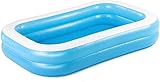 HALUM Family Pool Swimming Rectangular Above Ground Inflatable Swim Centre Deluxe Adult Children Easy to Assemble Blue (128 x 85 45 cm)