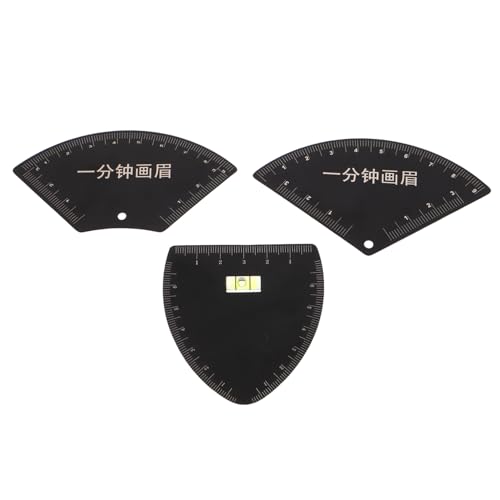 ELAYARD 3pcs 点眉毛シェーピング定規 型 扇形 半扇形ガイド付き 再利用可能プラスチック製 眉毛測定ツール 初心者向けメイク時短設計