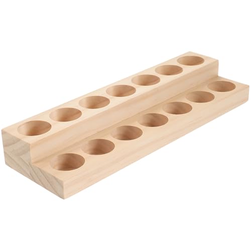 Expositor de madera para aceites esenciales organizador de dos capas y 14 compartimentos Alipis