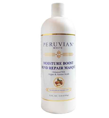 Peruvian white Moisture Boost Bond Repair Masque with Argan and Amino Acids, 32 oz – Deep Conditioning Treatment for Damaged Hair, Strengthens, Restores, and Hydrates