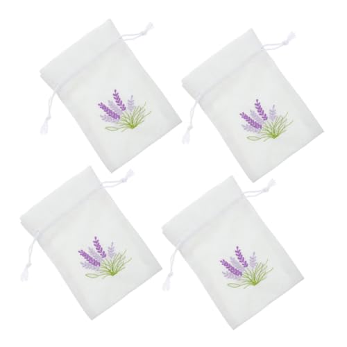 Levemolo 空のラベンダーサシェバッグ ドライフラワー用メッシュポーチ 通気性素材 引き紐デザイン にな香り付き バッグ 4個セット