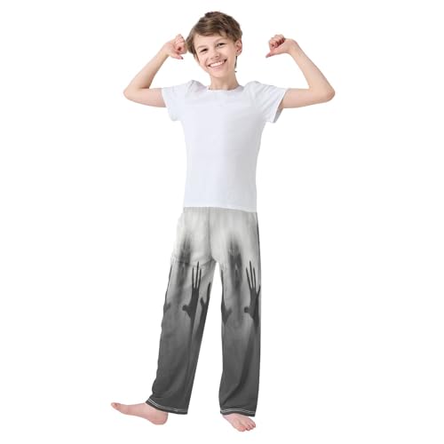 Ghostly Face with Hands Lounge Pajama Pants Soft PJ Bottoms for Sleepwear Ages 6-14 Years3