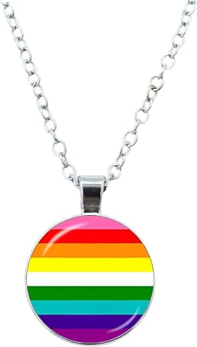 Collier bisexuel trans arc-en-ciel pendentif LGBT argent 925 unisexe