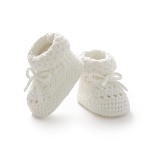 Baby Booties 100% Cotton Knitted Newborn First Cozy Warm Crib Shoes for Toddler Infant Boy Girl Babys Shower Gift