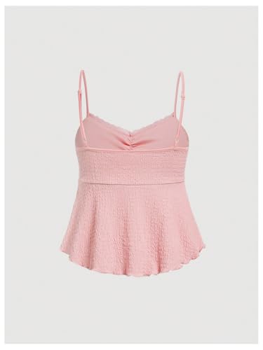 Image of SOLY HUX Women's Peplum Tops Summer Casual Ruched Flowy Going Out Top Spaghetti Strap Tank Camisole