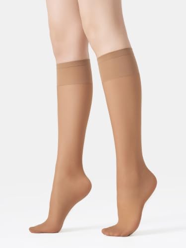 Image of MOOCHI Women's Sheer Knee High Stockings 6 Pairs 20 Denier Nylon Socks