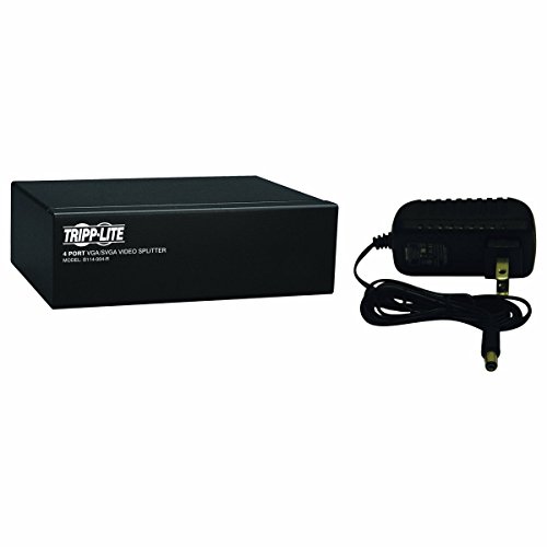 Tripp Lite 4-Port VGA Splitter with Signal Booster, High Resolution Video 350MHz, 2048x1536 (HD15 M/4xF)(B114-004-R) , Black