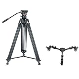 Cayer BV30 Heavy Duty Tripod Kit with Video Fluid Head + Universal Photography Tripod Dolly