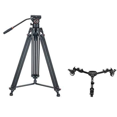 Cayer Bv30 Heavy Duty Tripod Kit With Video Fluid Head + Universal Photography Tripod Dolly #TOP12