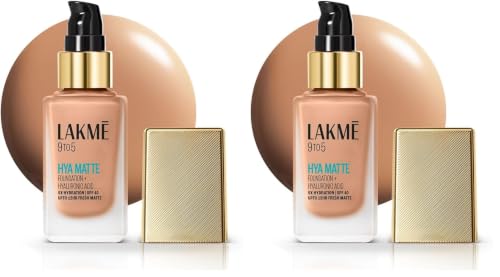 Image of Lakme 9to5 Hya Matte Foundation + Hyaluronic Acid Cool Cinnamon - 25ml (Pack of 2)