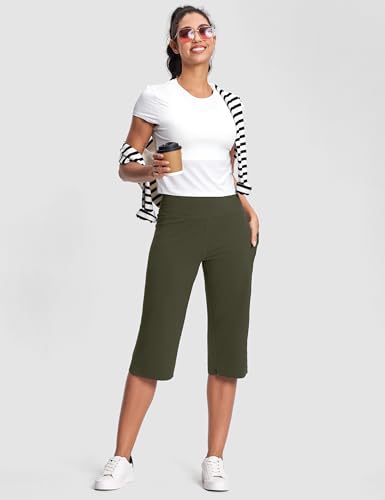 Image of ISEEGZ 15 inch / 18 inch / 21 inch / 25 inch Capri Pants for Women High Waist with Pockets Women's Capris Workout Yoga Pants Loose Straight Leg