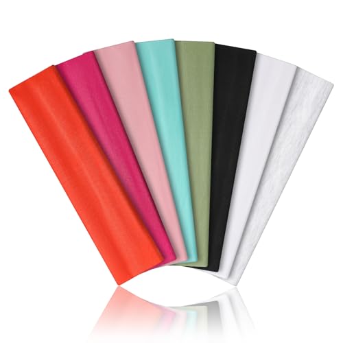 8PCS Soft Elastic Stretch Workout Sports Headbands for Women -