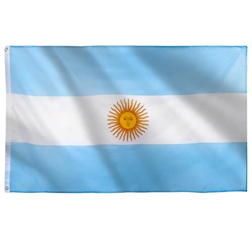 Bandera Grande de Argentina 90x150 cm (5x3ft) Gigante Estandarte argentino para Mundial de Fútbol 2026 Fiesta Nacional Juegos Olímpicos Deportes Decoración Adornos Bar Jardín Calle Tifosos