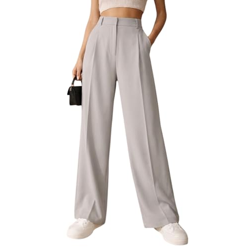 Image of Twill Regular Fit High-Waist Korean Trousers for Women & Girls | Casual Pants Outings