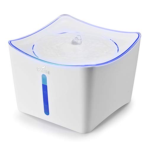 iPettie Kamino LED Light Pet Water Fountain 3L/101oz, Ultra-Quiet Automatic Water Dispenser