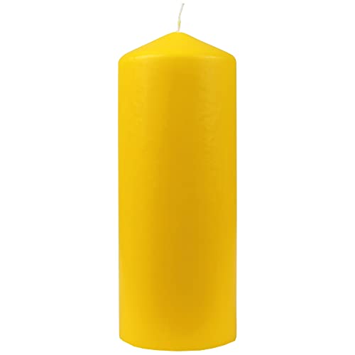 HS Candle Wachskerzen Stumpenkerzen Ø8cm x 20cm (Gelb) - Lange...