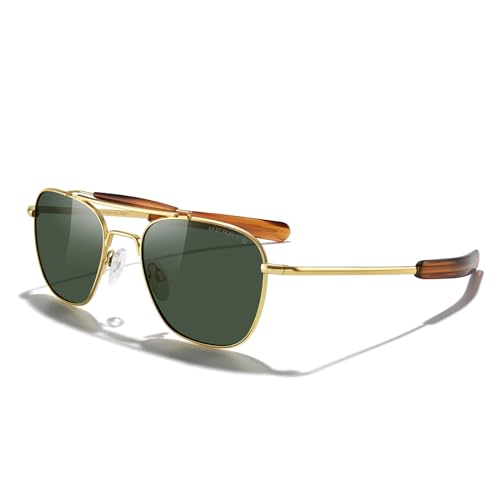 MERRY'S Classic Square Aviator II Military Polarized Sunglasses for Men or Women S8637