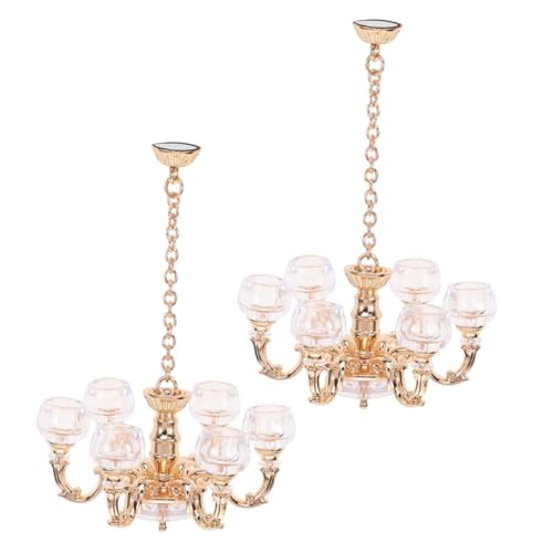 Lampe décorative maison de poupée 1/12 - Petit plafonnier doré x2