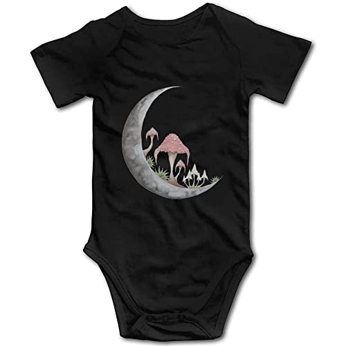 YCICIVDee Mushroom Moon Baby Bodysuit -Newborn Infant Baby Bodysuit Short Sleeve 0-3 Months Black