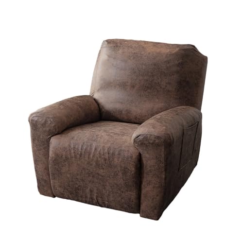 Fansu Funda de Sillón Relax 1/2/3 Plaza, Impermeable Elasticidad para Sillón Relax Funda Reclinable con Bolsillos Laterales, 4/6/8 Piezas Extraíbles y Lavables Protector (Café,2 Plaza)