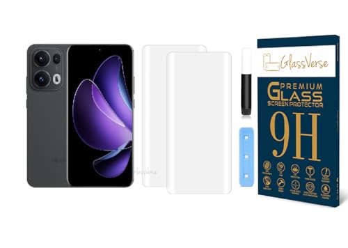 Image of GlassVerse Reno 13 Pro UV Tempered Glass Screen Protector Pack Of 2 | 3D Curved Edge | 9H Hardness | Full UV Glue with UV Light | Anti-Scratch | Case Friendly | HD Clear. (6.83 Inches)