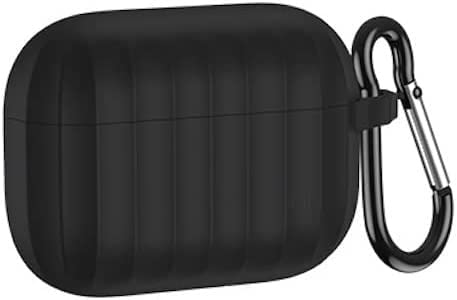 GadgetBite Luxury Armor Shockproof Silicon Protective Earphone Case Cover for Airpods Pro with Keychain-(Black)