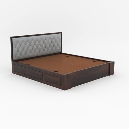 Image of FurnitureSheesham Wood Decan King Size Bed with Box Storage for Livingroom /Bedroom /Home Solid Wood King Box Bed | Finish Color - Walnut, DIY