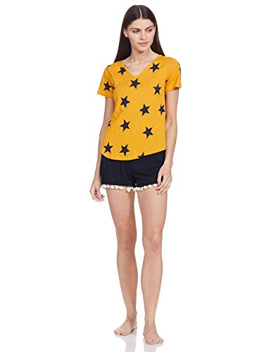 Image of A.T.U.N. (ALL THINGS UBER NICE) Women's Cotton Relaxed Fit Sleepwear Set | Tees with Shorts Set