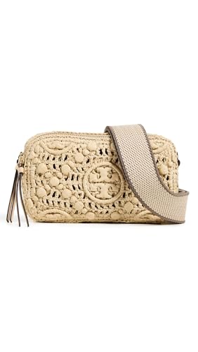 Tory Burch Women's Miller T Monogram Raffia Mini Crossbody Bag
