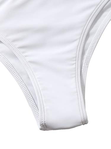 Verdusa Women's 3 Piece Bathing Suit Triangle Bikini Swimsuit Set With Cover Up Skirt White M #TOP2