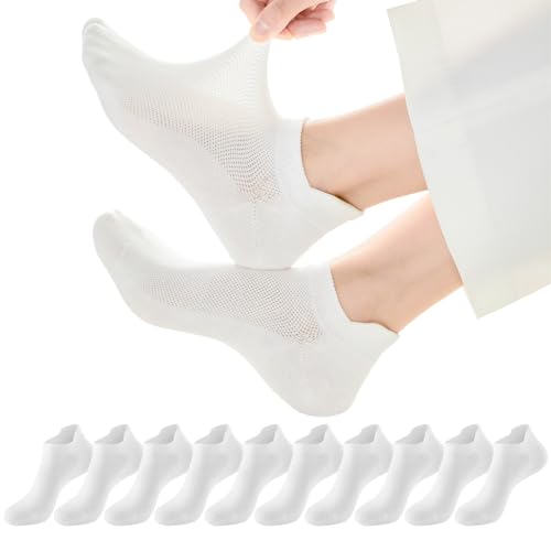 J-BOX Ankle Socks for Women 10 Pairs, Women's Thin Athletic Socks With Tab, Breathable Low Cut Moisture Socks for Summer