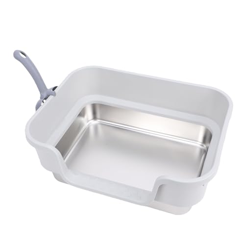 Arenero para gato de acero inoxidable con diseño de entrada baja y barrera alta miniatura 5