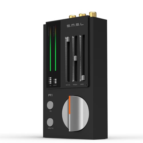 Image of SMSL R1 DAC Headphone Amplifier, Desktop USB C Digital to Analog Audio Converter for Gaming PC PS5, Microphone /USB /Opt /Coax Input 3.5mm /4.4mm Balanced /RCA Output, EQ Mode /Bass /Treble Adjust (Black)
