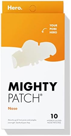 Mighty Patch Nose from Hero Cosmetics - XL Hydrocolloid Patches for Nose Pores, Pimples, Zits and Oil - Dermatologist-Approved Overnight Pore Strips to Absorb Acne Nose Gunk (10 Count)