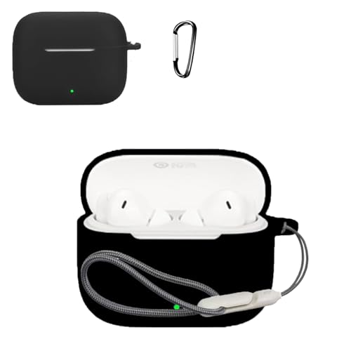 For OPPO Enco Buds3 Pro �P�[�X �J�o�[ �i�J���r�i�t��+�X�g���b�v�t�� �j �V���R�����[ �����h�~ �L�Y�h�~ �ϏՌ� �����[�d�\ �h�� �h�o OPPO Enco Buds3 Pro �p �P�[�X �J�o�[�i�u���b�N�j