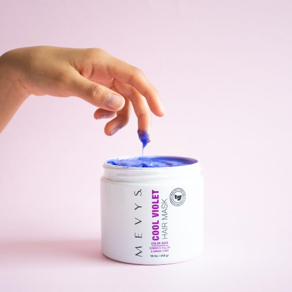 Miniatura 5 de MEVYS Máscara de cabello segura de color violeta fresco, 16 onzas líquidas, mascarilla para el cabello para proteger el color y tratar el color,