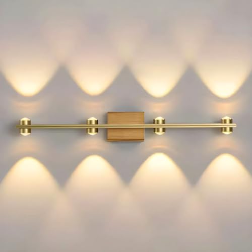 Image of Groeien 8 LED Golden 8 watt Up /Down Wall Sconce Bathroom Vanity Indoor Outdoor Light Fixtures for Mirror, Hallway,Bedroom,Indoor Wall Light(DualArc-8LED)