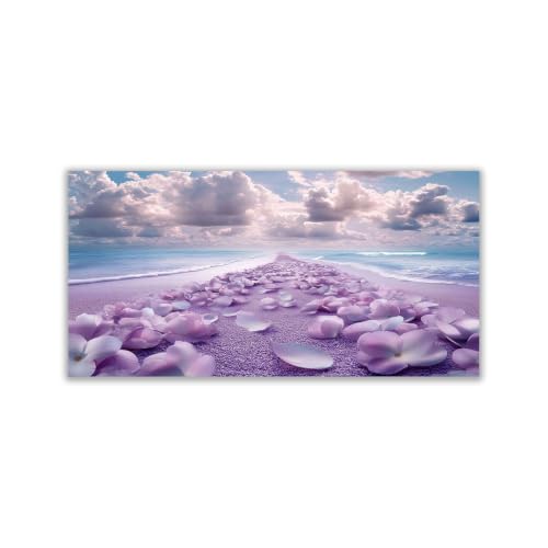 Tableau plage WIKEO affiches d'art esthetique moderne impression sur toile violet 30x60cm
